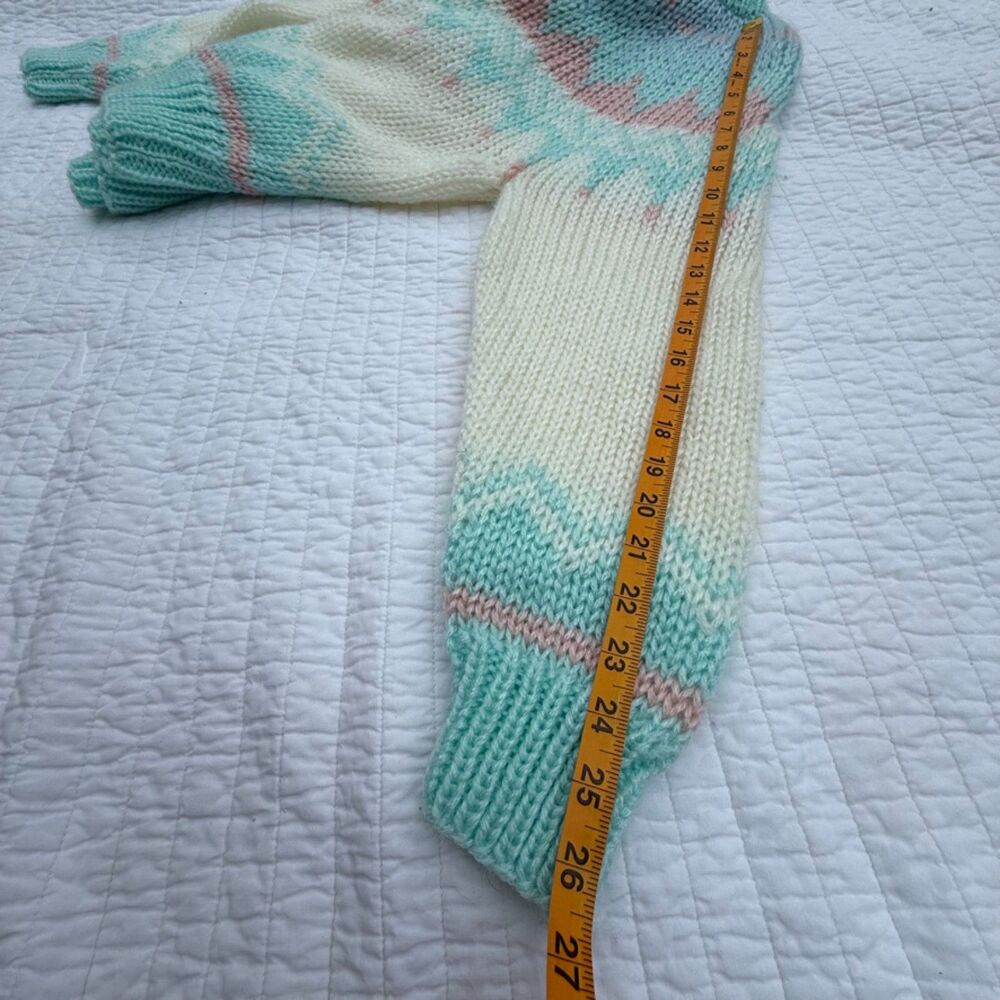 Vintage Hand Knit Fair Isle Sweater | Pastel Chunky Korean Knit Jumper - Picture 10 of 10